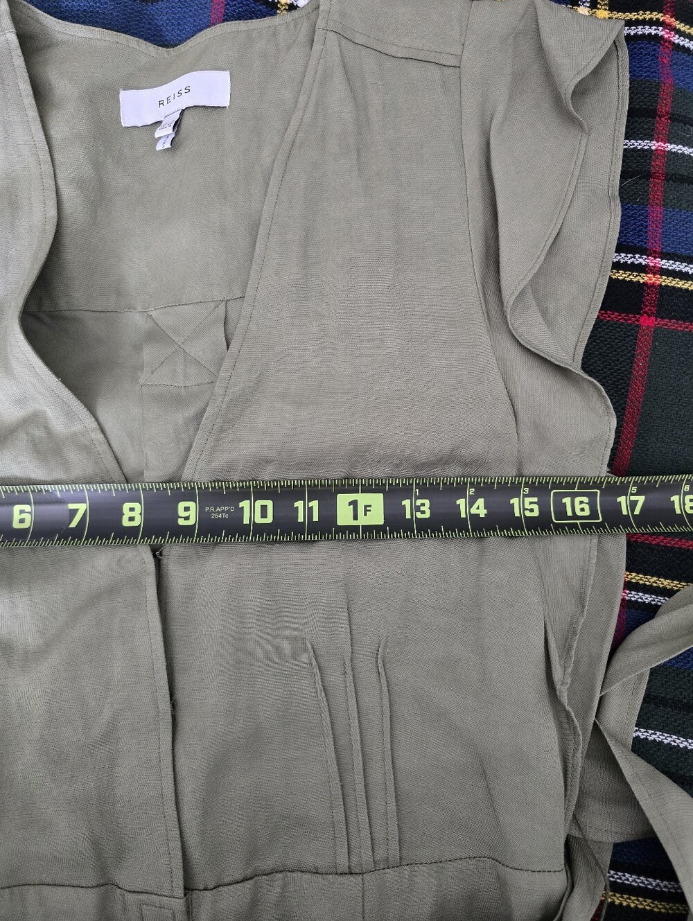 Reiss Olive Green Button-Front Midi Dress - Picture 12 of 12